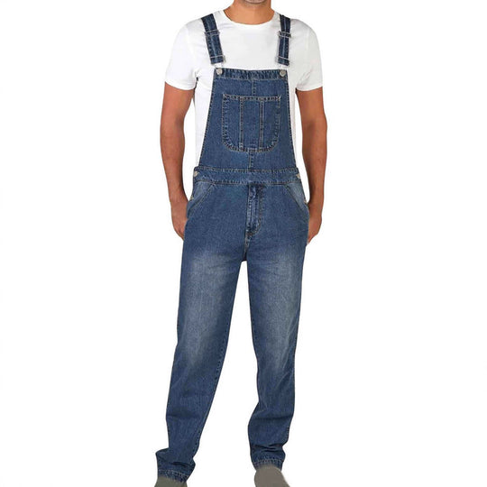Herren Jeans Latzhose mit Taschen und verstellbaren Trägern - Vittorelli