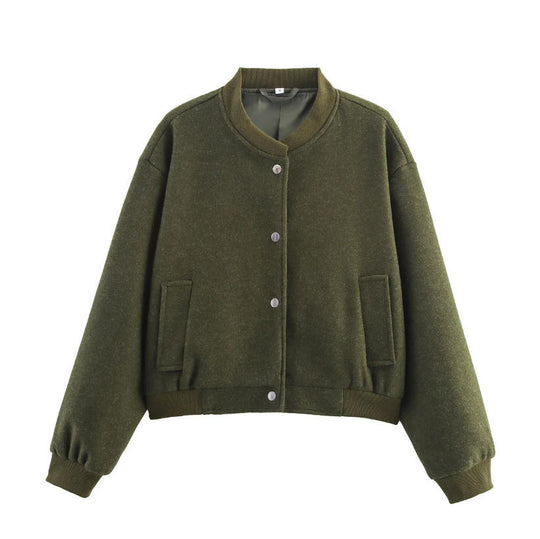 Damen 70+ kurze Wollmix‑Blousonjacke mit Reißverschluss, Hemdkragen und Pattentaschen Nord Taschen