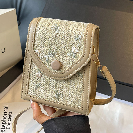 Damen Umhängetasche mit floralen Stickdetails und praktischem Klappverschluss Nord Taschen