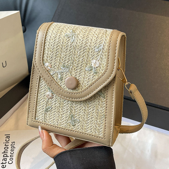 Damen Umhängetasche mit floralen Stickdetails und praktischem Klappverschluss Nord Taschen