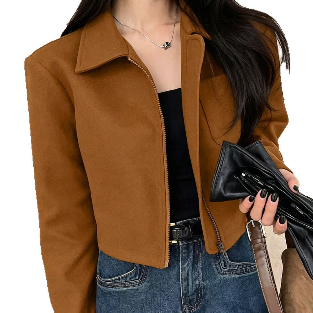Damen Kurz geschnittene Suede Jacke Nord Taschen