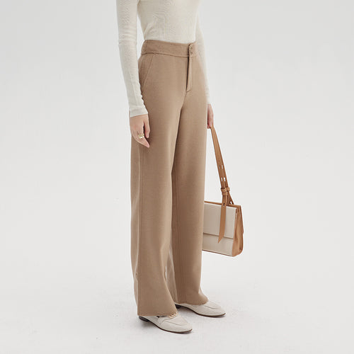 Damen Hochtaillierte Wollmix-Palazzohose mit geradem Fall und verdecktem Hakenverschluss Nord Taschen