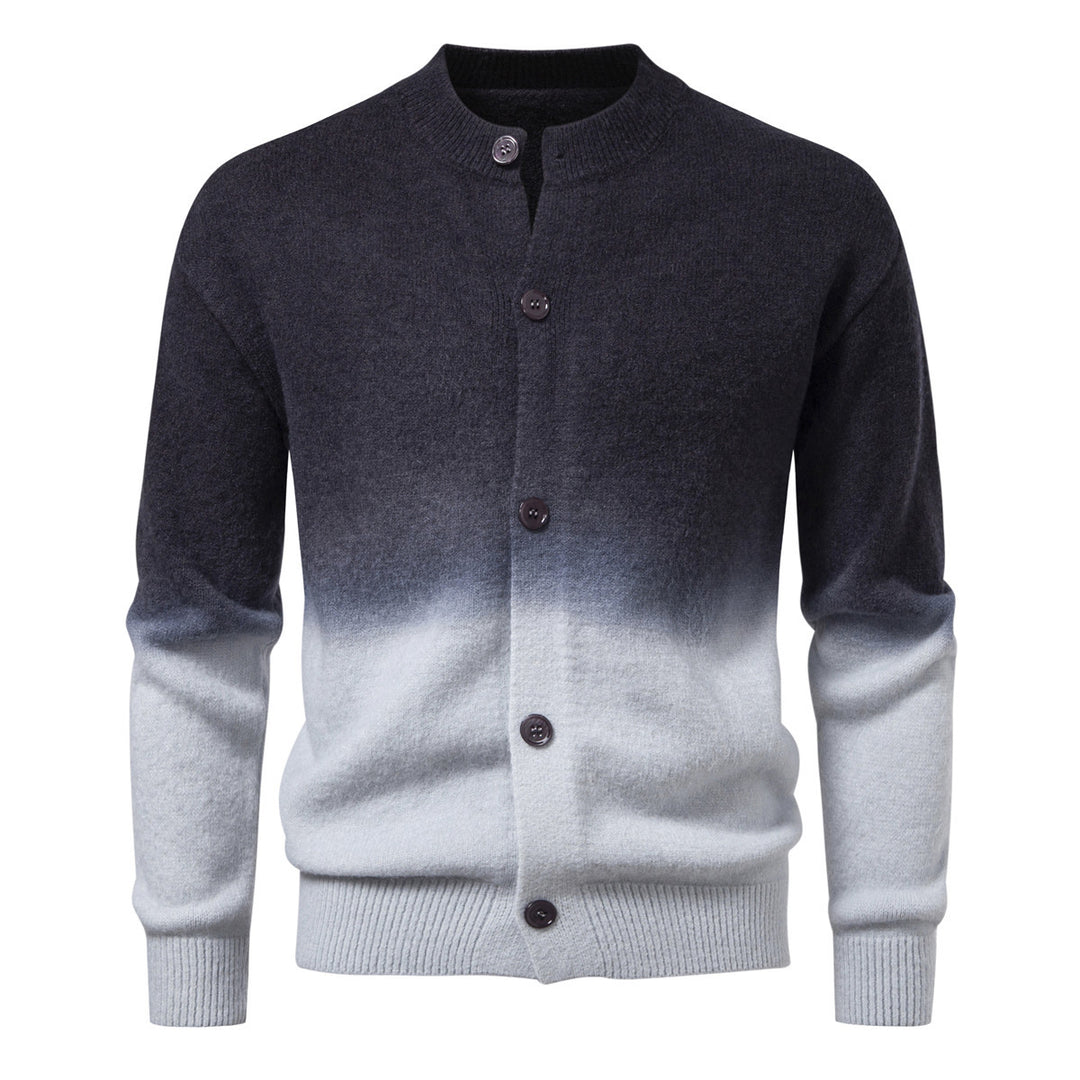 Herren Feiner Button-Cardigan mit Ombre-Farbverlauf und Stehkragen Nord Taschen