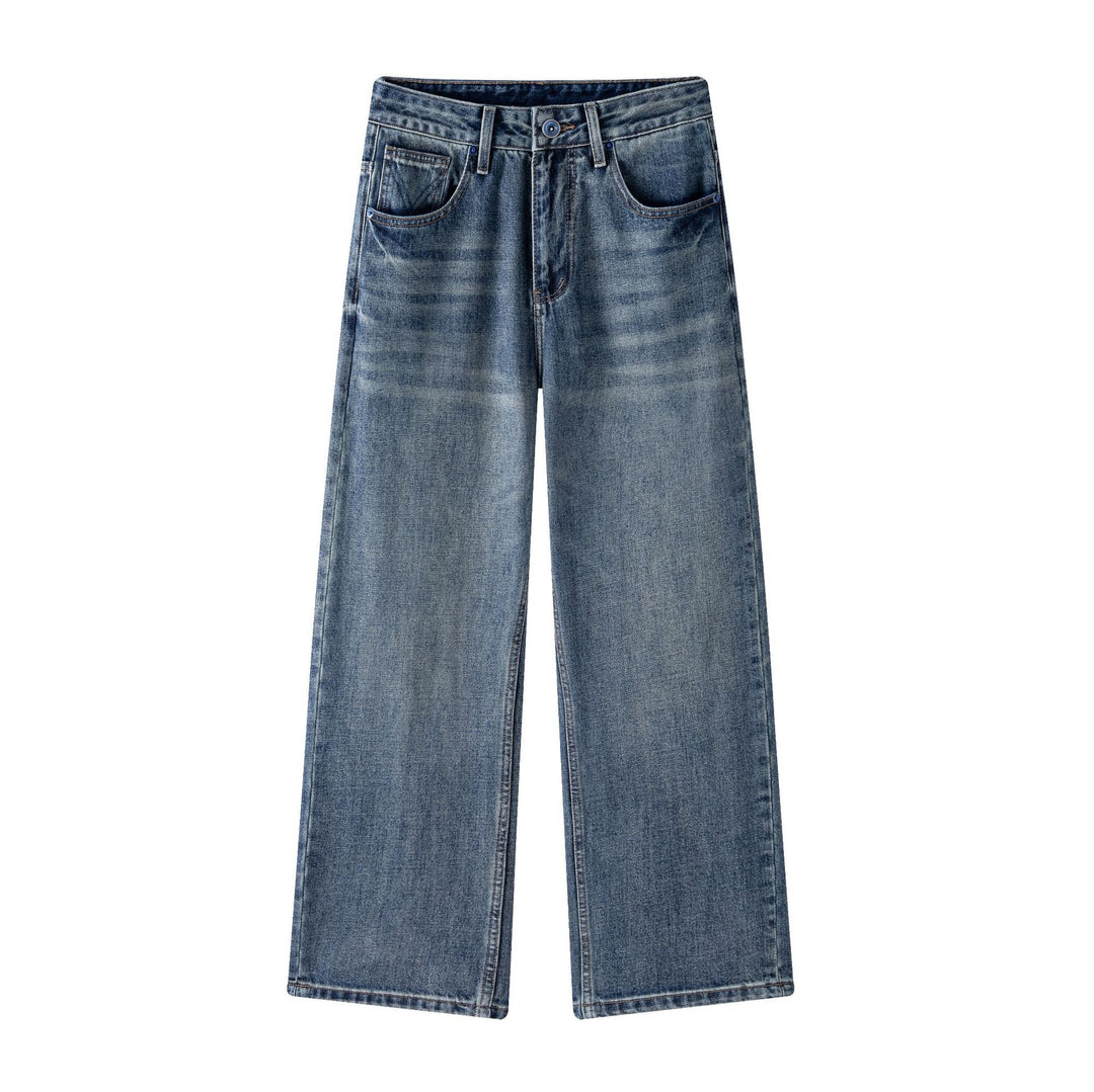 Damen Hochbund-Jeans mit weitem Bein und Vintage-Waschung Nord Taschen