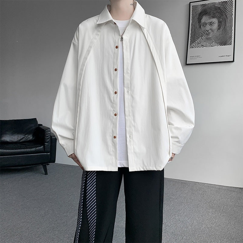 Herren Oversize-Hemdjacke aus leichtem Baumwollmix mit geradem Schnitt & Knopfleiste Nord Taschen