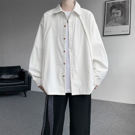 Herren Oversize-Hemdjacke aus leichtem Baumwollmix mit geradem Schnitt & Knopfleiste Nord Taschen