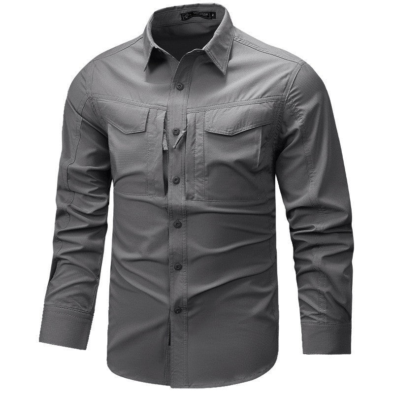 Herren Langarm Outdoor-Hemd mit Ripstop, Brustklappen und Reißverschlusstasche Nord Taschen
