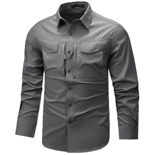 Herren Langarm Outdoor-Hemd mit Ripstop, Brustklappen und Reißverschlusstasche Nord Taschen