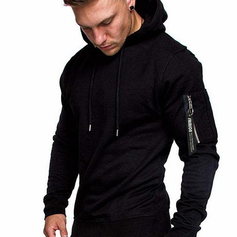 Herren Slim-Fit Hoodie mit Ärmel‑Zip‑Tasche, Kapuze und Kordelzug Nord Taschen