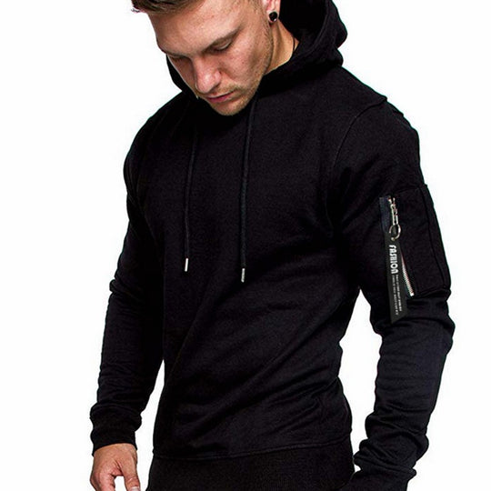 Herren Slim-Fit Hoodie mit Ärmel‑Zip‑Tasche, Kapuze und Kordelzug Nord Taschen