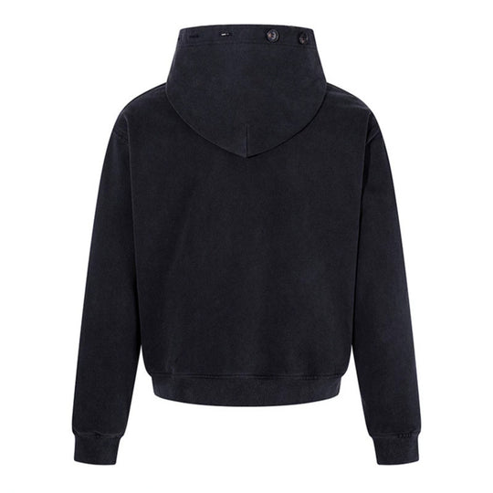 Herren Kapuzen-Zipjacke mit dekorischer Knopfreihe, vintage-inspirierter Waschung und elastischem Saum Nord Taschen