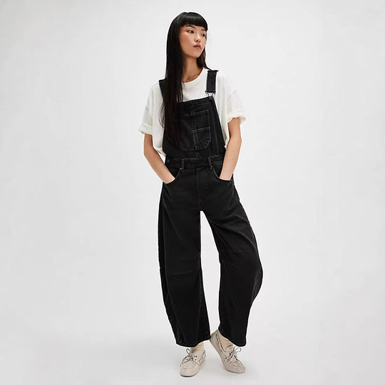 Damen lässige Denim-Latzhose im modernen Schnitt mit verstellbaren Trägern - Vittorelli