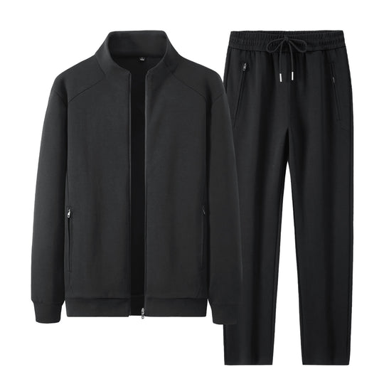 Herren Zweiteiliges minimalistisches Jogging‑Set mit Stehkragen, Zwei-Wege‑Reißverschluss & Reißverschlusstaschen Nord Taschen