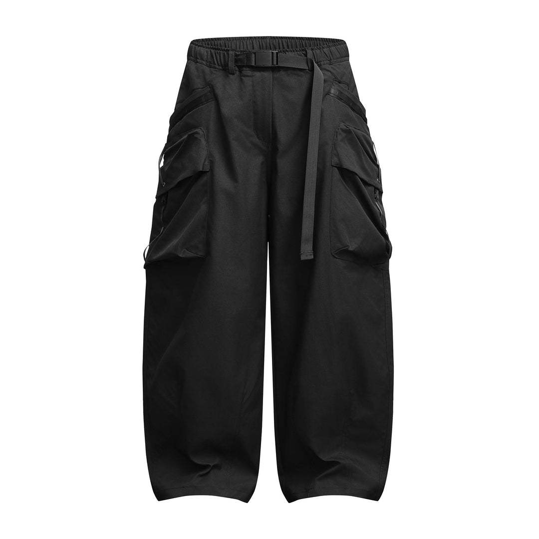 Damen Weite Cargo‑Culotte mit aufgesetzten Taschen und integriertem Webbing‑Gürtel Nord Taschen