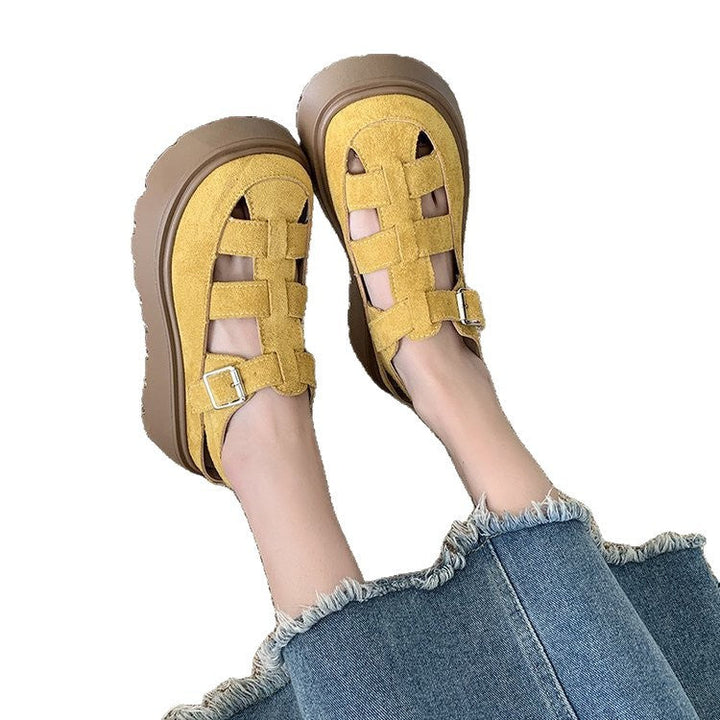 Damen Cushioned Plateau-Sandalen mit modischen Riemchen und weichem Obermaterial