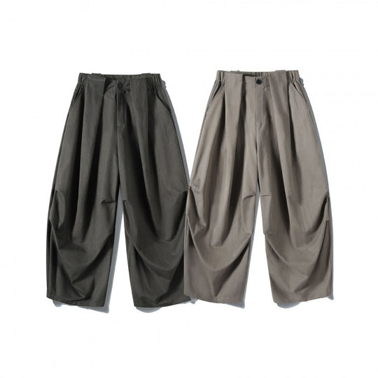 Herren Weit geschnittene Bundfalten-Hose mit verkürzter Beinlänge Nord Taschen