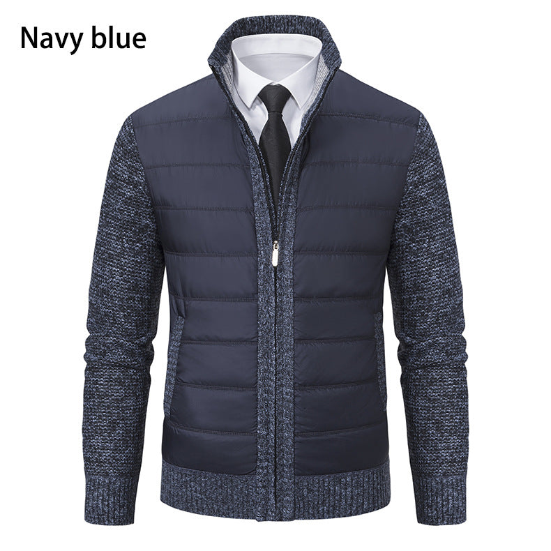 Herren gesteppte Hybrid-Strickjacke mit Stehkragen Reißverschluss und Eingrifftaschen Nord Taschen