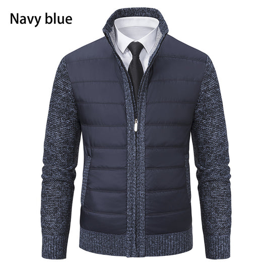 Herren gesteppte Hybrid-Strickjacke mit Stehkragen Reißverschluss und Eingrifftaschen Nord Taschen