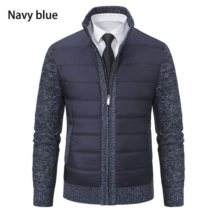 Herren gesteppte Hybrid-Strickjacke mit Stehkragen Reißverschluss und Eingrifftaschen Nord Taschen