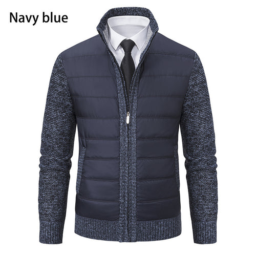 Herren gesteppte Hybrid-Strickjacke mit Stehkragen Reißverschluss und Eingrifftaschen Nord Taschen