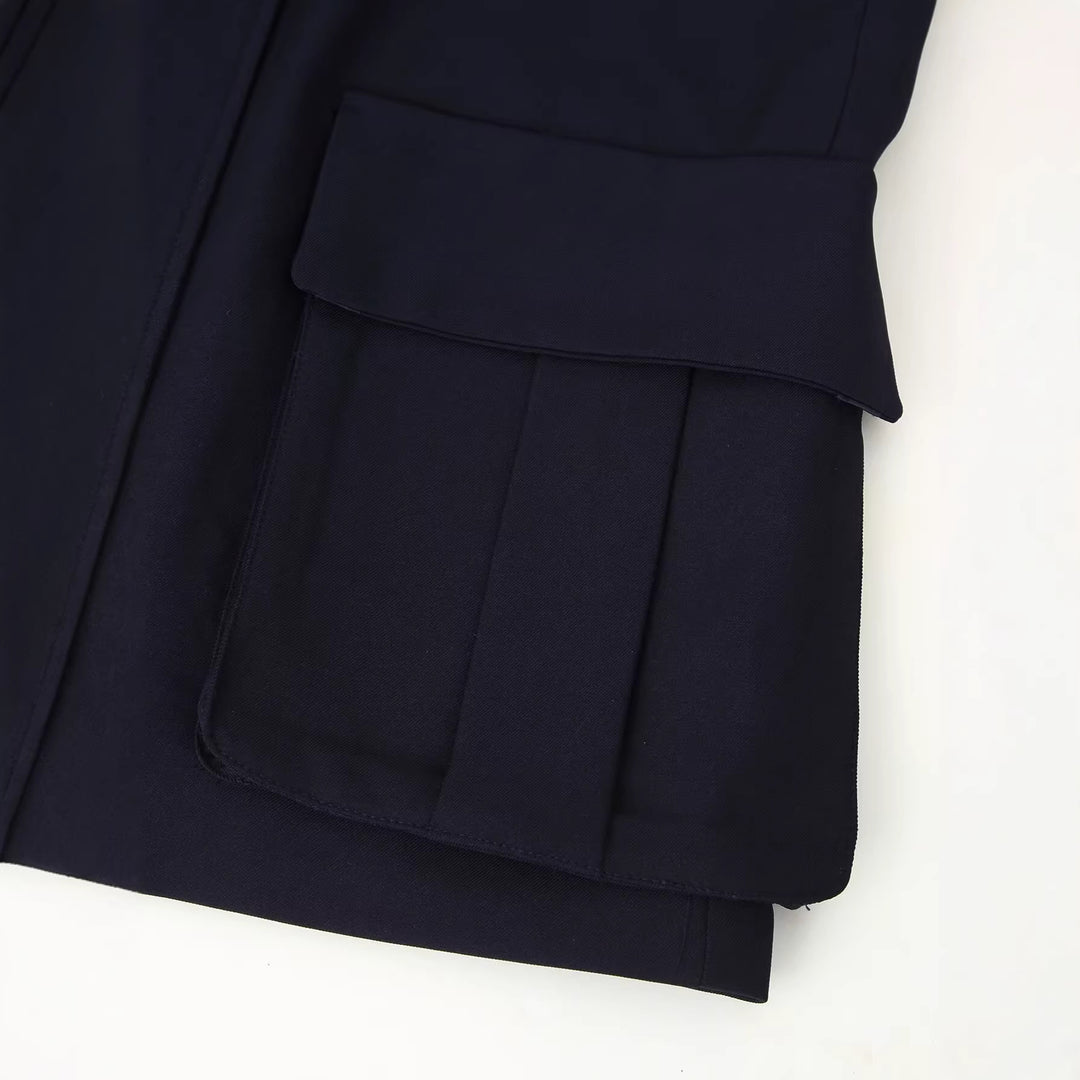 Damen Doppelreihiger Oversize-Blazer-Mantel mit Epauletten und großen Klappentaschen Nord Taschen