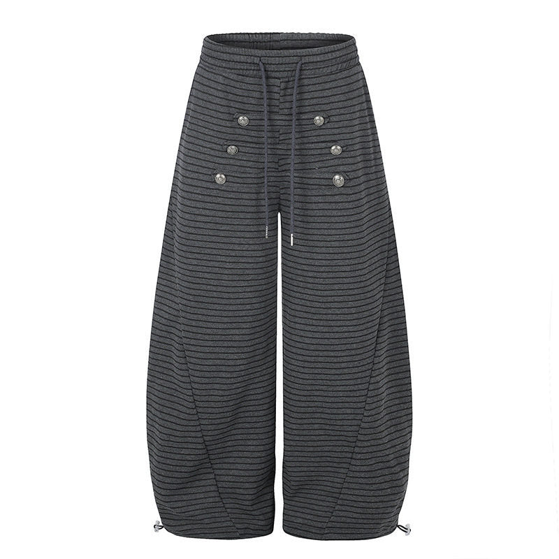 Damen Weite Palazzo-Culotte-Sweathose mit Tunnelzugbund und Zierknopfleiste Nord Taschen