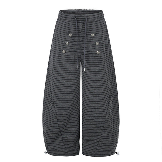 Damen Weite Palazzo-Culotte-Sweathose mit Tunnelzugbund und Zierknopfleiste Nord Taschen