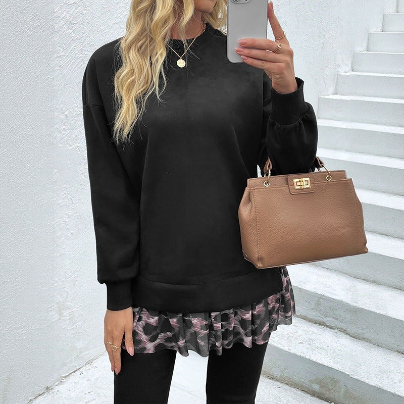 Damen Lässiger Sweatshirt mit Rüschenansatz Nord Taschen