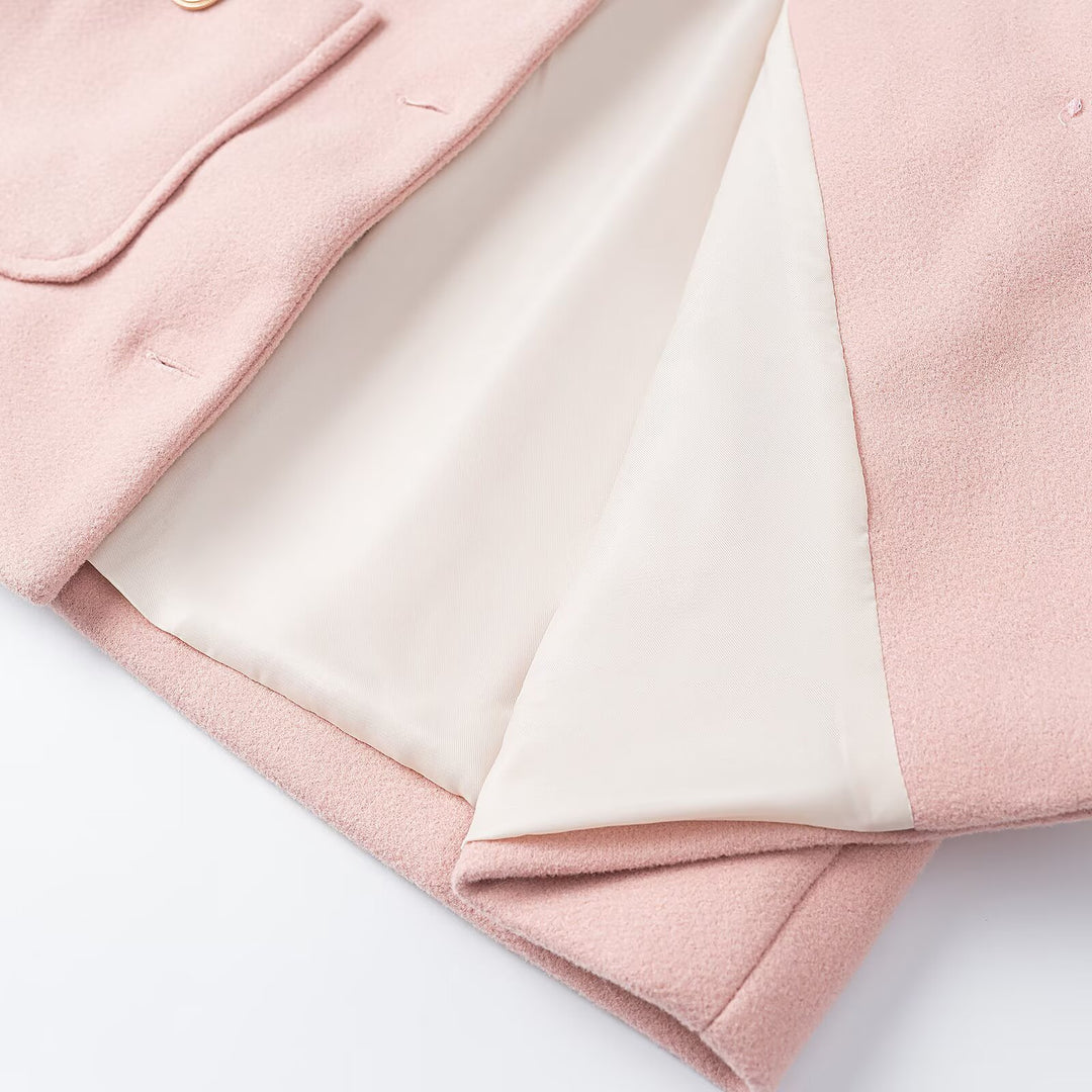 Damen Kurzjacke aus Wollmix mit Rundhalsausschnitt, aufgesetzten Taschen und goldenen Zierknöpfen Nord Taschen