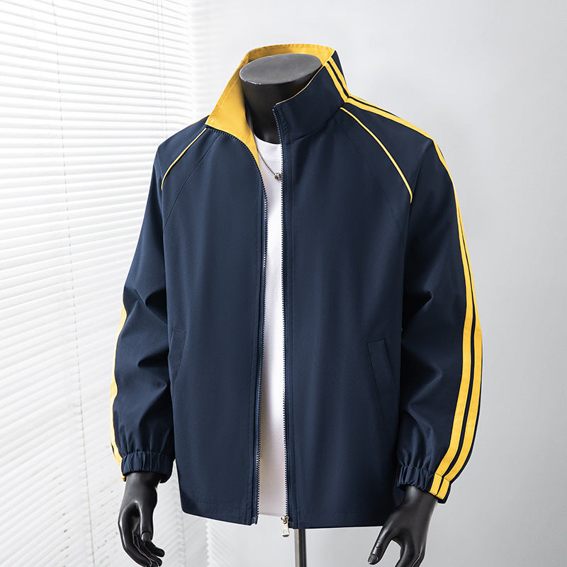 Herren Leichte Track‑Blousonjacke mit Stehkragen und Kontraststreifen Nord Taschen