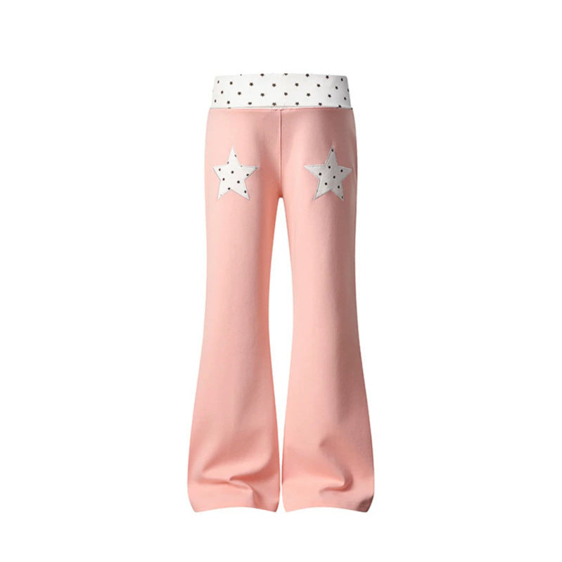 Damen Flared-Loungehose mit Umschlagbund und Sternmotiv Nord Taschen