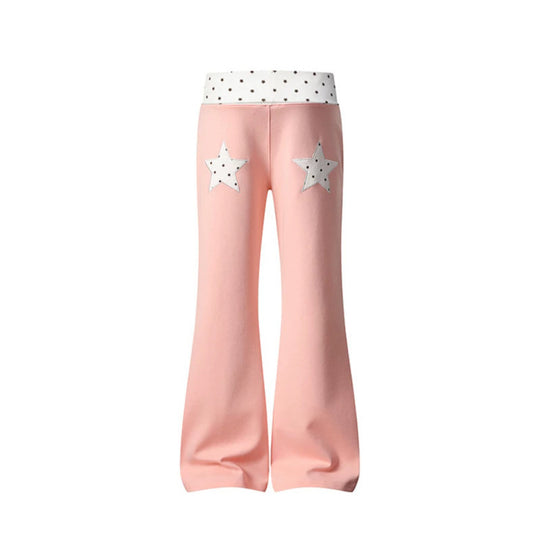 Damen Flared-Loungehose mit Umschlagbund und Sternmotiv Nord Taschen