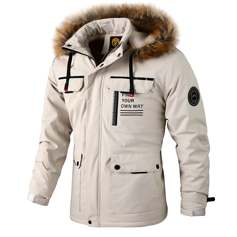 Herren Isolierter Outdoor-Parka mit Kunstfellbesatz, Multifunktions‑Taschen und Fleece‑Innenfutter Nord Taschen