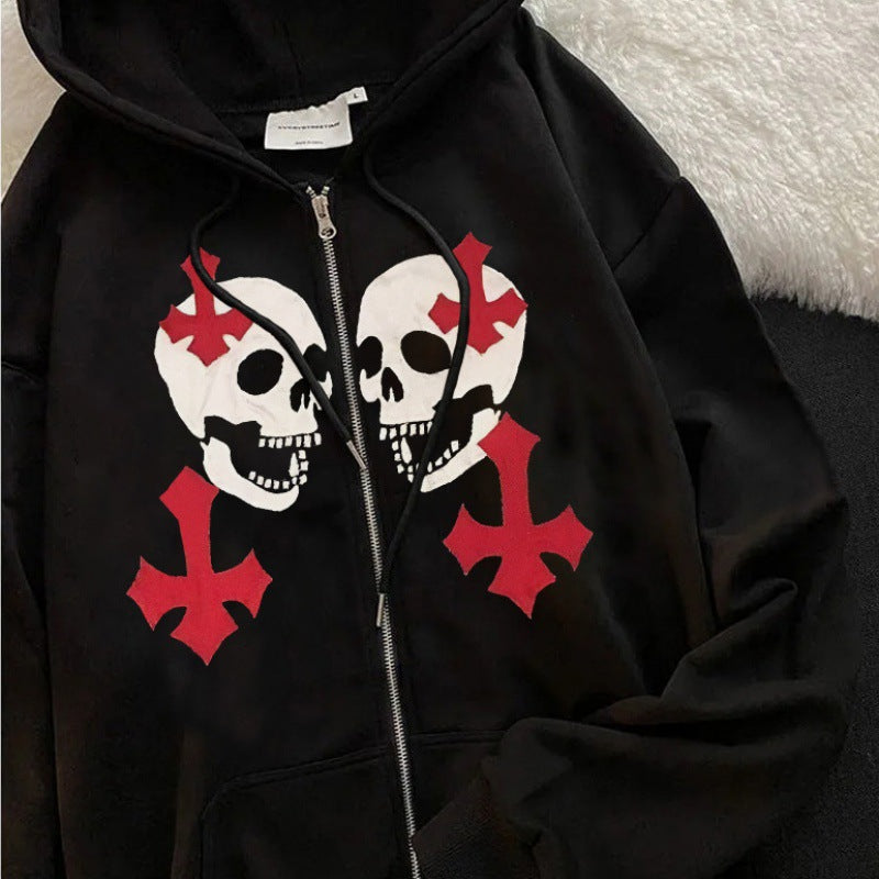 Damen nan Kapuzenjacke mit durchgehendem Reißverschluss und Rippenherz-Print Nord Taschen
