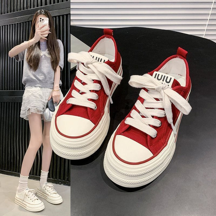 Damen Canvas Sneakers mit kontrastierenden Details und bequemen Schnürsenkeln