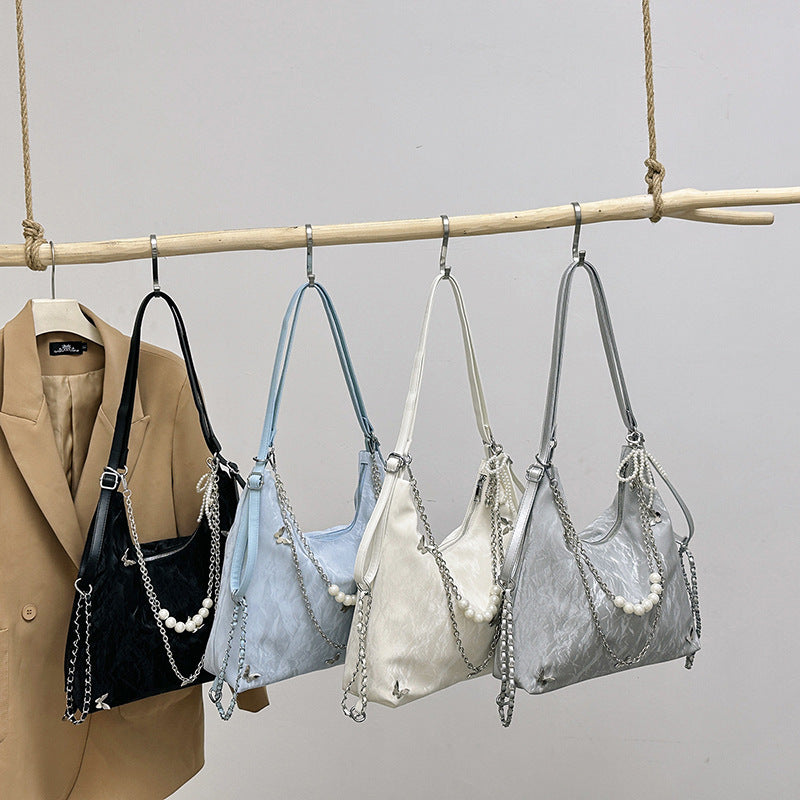 Damen Schultertasche mit modischen Ketten- und Perlendetails | Nord Taschen