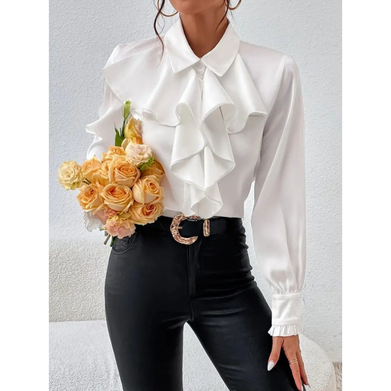 Damen Bluse Mitraffinierten Rüschendetails und Eleganten Ärmeln