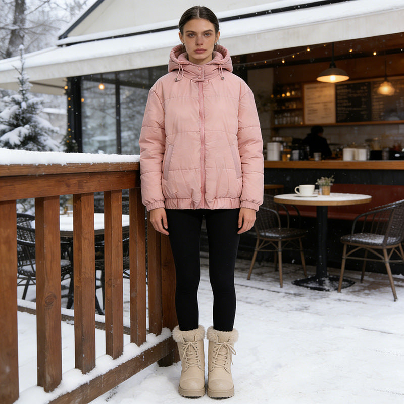 Damen Wattierte Steppjacke mit Volumenkapuze, elastischem Saum und verstellbarer Taille Nord Taschen