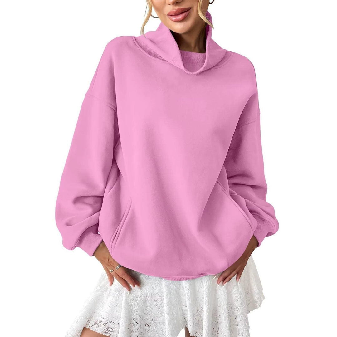 Damen Lässiges Oversize-Sweatshirt mit Schlauchkragen und Kängurutasche Nord Taschen