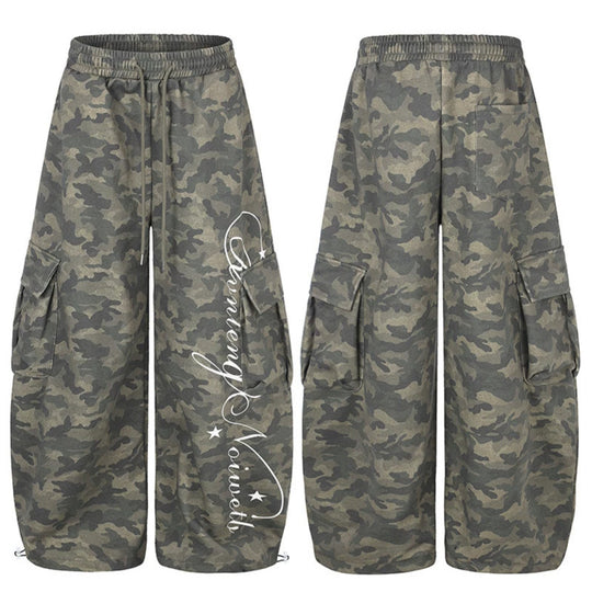 Damen Weite Cargopalazzo-Hose mit Tunnelzugbund, verstellbarem Saum und Cargo‑Taschen Nord Taschen