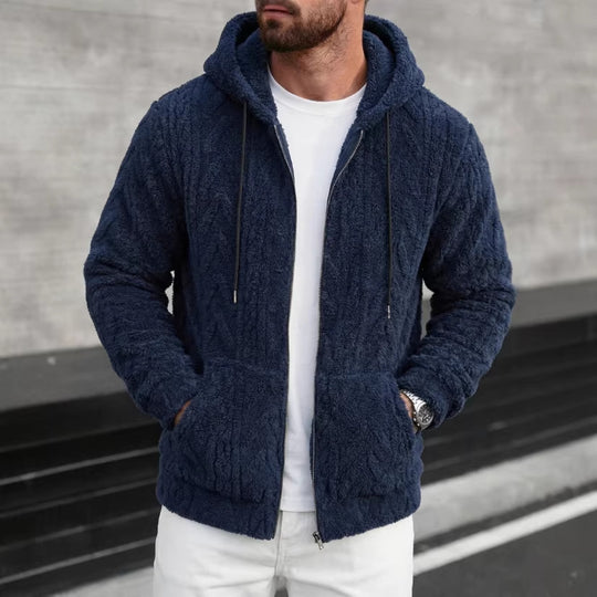Herren kuschelige Kapuzenjacke aus Teddyfleece mit durchgehendem Reißverschluss und Kängurutaschen Nord Taschen