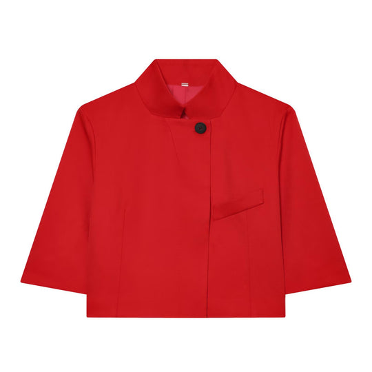 Damen Kurzgeschnittene Boxy-Jacke mit Stehkragen und Dreiviertelärmeln Nord Taschen