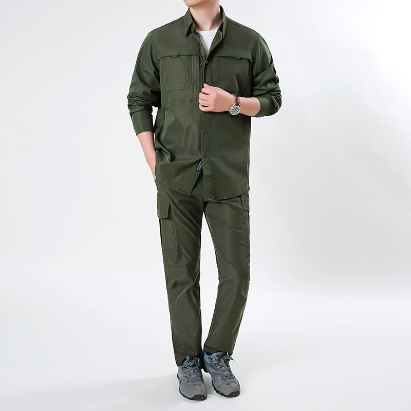 Herren  leichtes Ripstop-Cargo-Hemd mit passender Cargohose Set für Outdoor und Trekking Nord Taschen