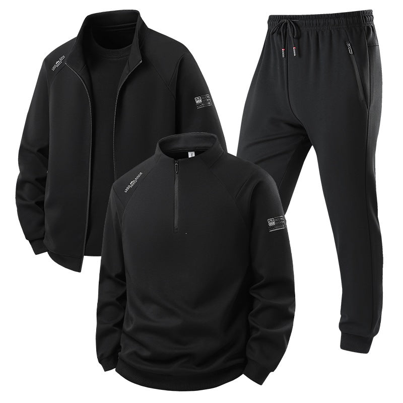 Herren Dreiteiliges Thermo-Trainingsset mit Halbzip-Pullover, Zip‑Jacke und Jogginghose Nord Taschen