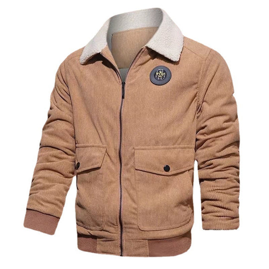 Herren Cord-Blouson mit Teddyfutter, Pattentaschen und Stehkragen Nord Taschen