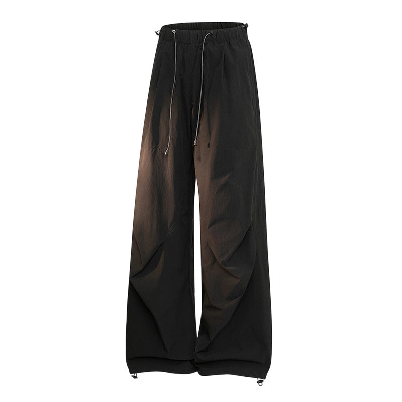 Damen Weite Palazzo-Hose mit Tunnelzugbund, drapierten Falten & verstellbarem Saum Nord Taschen