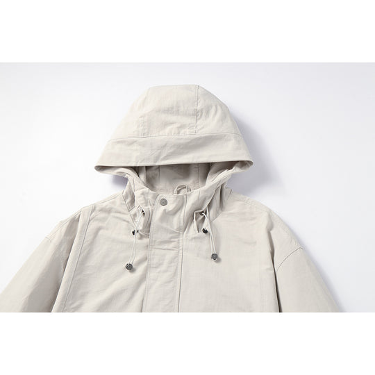 Unisex Leichte winddichte Kapuzenjacke im Boxy‑Cut mit Kordelzug und verdeckter Front Nord Taschen