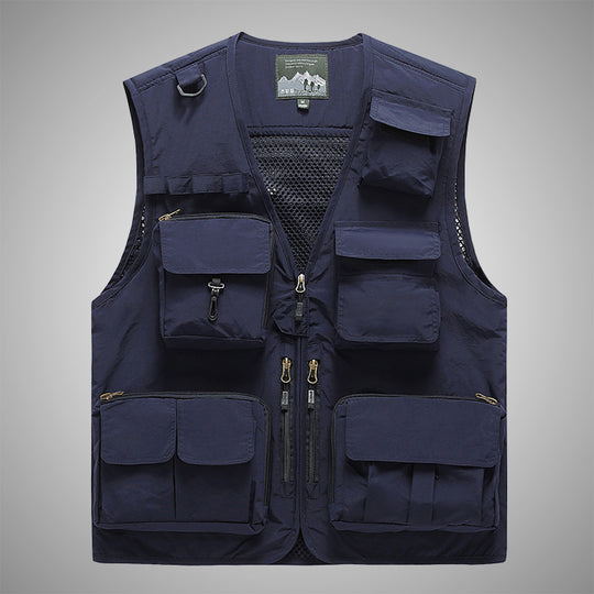 Herren multifunktionale Utility‑Weste mit vielen Taschen und Mesh‑Rücken Nord Taschen