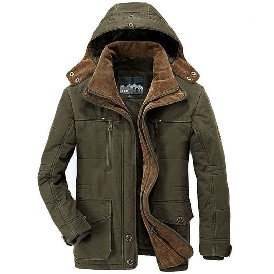 Herren Canvas-Parka mit Cord-Innenkragen, abnehmbarer Kapuze und wärmender Thermofütterung Nord Taschen