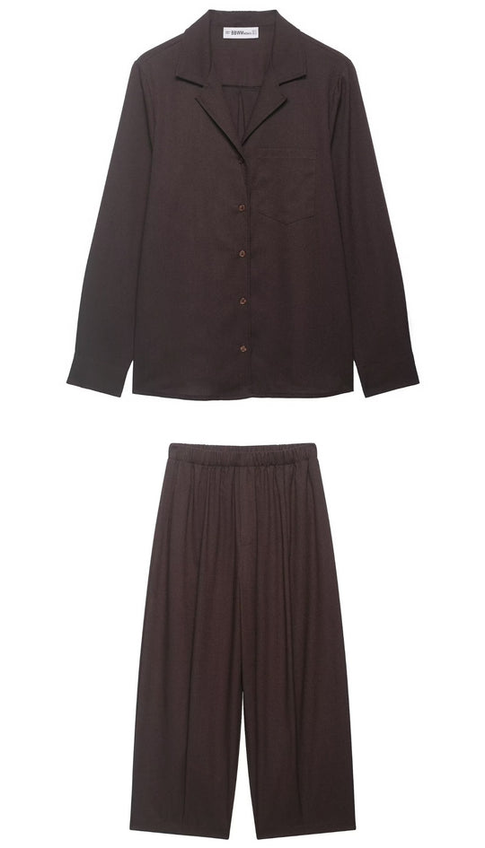 Damen Zweiteiliges Lounge‑Set mit Hemdoberteil und weiter Culotte mit Elastikbund Nord Taschen